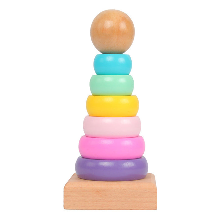 Warm Color Rainbow Stacking Ring Tower Stapelring Blocks Toddler Baby Toys 🇨🇳