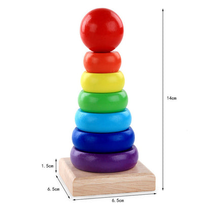 Warm Color Rainbow Stacking Ring Tower Stapelring Blocks Toddler Baby Toys 🇨🇳