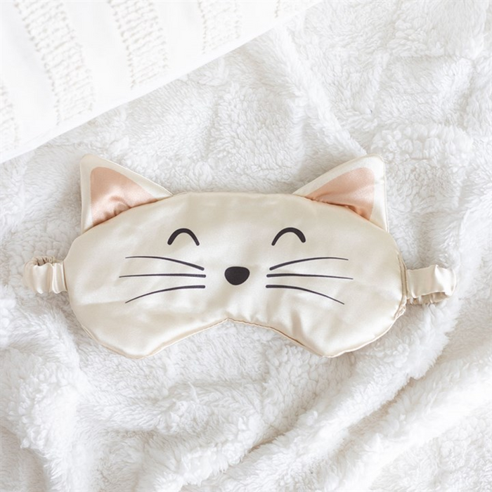 White Cat Face Satin Eye Mask 🇬🇧