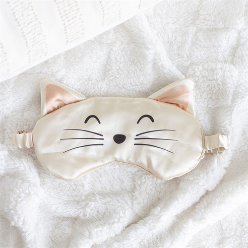 White Cat Face Satin Eye Mask 🇬🇧