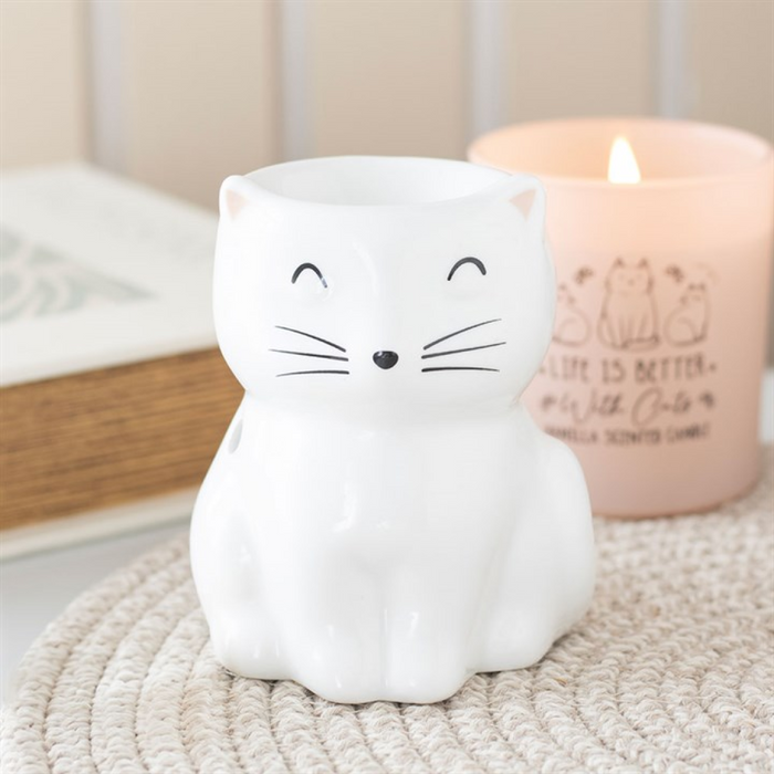 White Happy Cat Oil Burner 🇬🇧