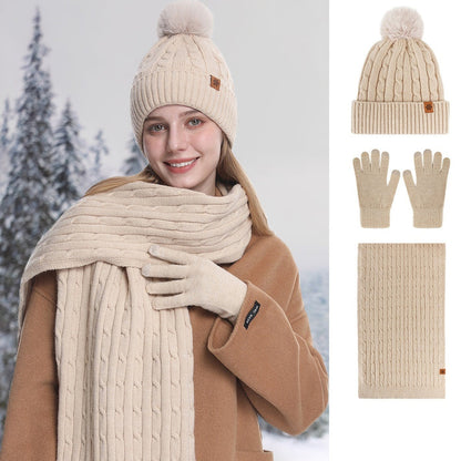 Women's Winter Warm Riding Ear Protection Knitted Hat Scarf Gloves 🇨🇳