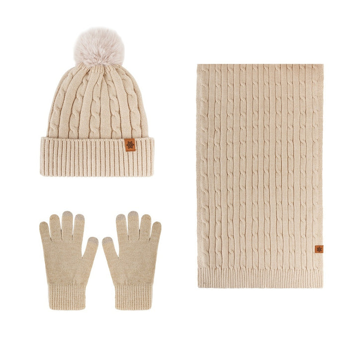 Women's Winter Warm Riding Ear Protection Knitted Hat Scarf Gloves 🇨🇳