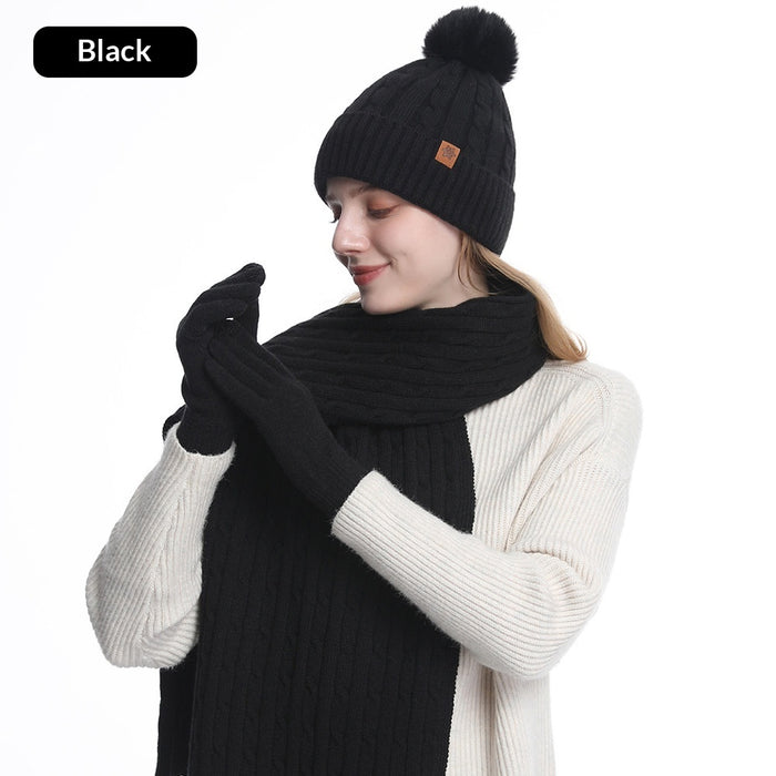 Women's Winter Warm Riding Ear Protection Knitted Hat Scarf Gloves 🇨🇳