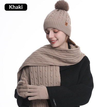 Women's Winter Warm Riding Ear Protection Knitted Hat Scarf Gloves 🇨🇳