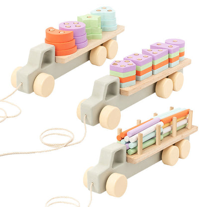 Wooden Children's Trailer Puzzle Block Toys 🇨🇳