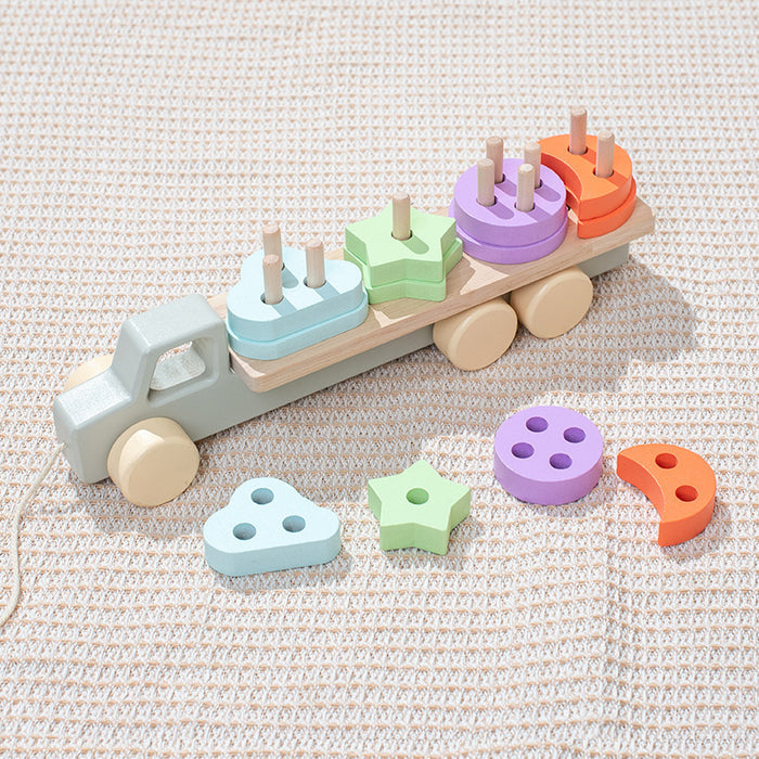Wooden Children's Trailer Puzzle Block Toys 🇨🇳