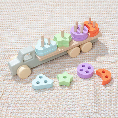 Wooden Children's Trailer Puzzle Block Toys 🇨🇳