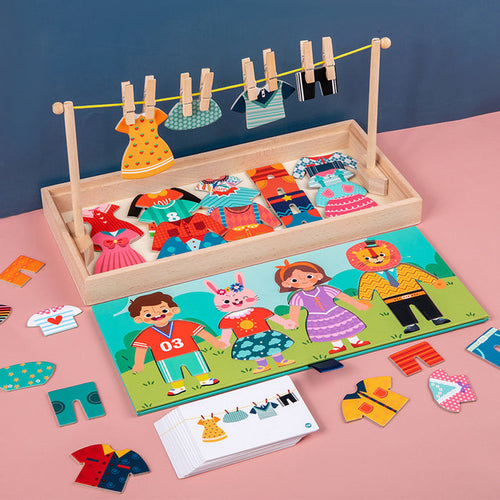 Wooden Early Education Characters Drying Clothes And Dressing Up Jigsaw Puzzle Game 🇨🇳