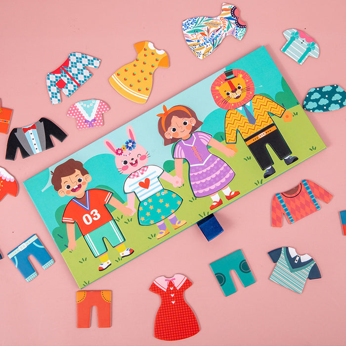 Wooden Early Education Characters Drying Clothes And Dressing Up Jigsaw Puzzle Game 🇨🇳