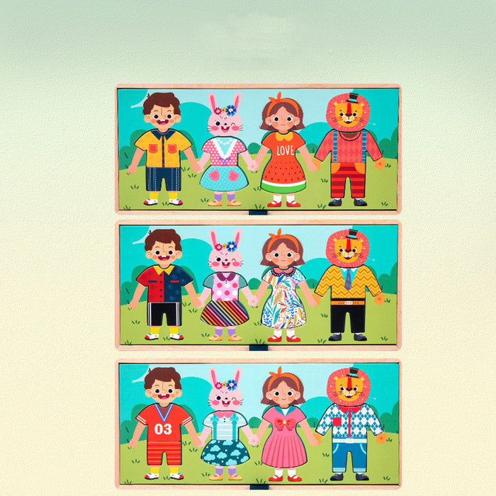 Wooden Early Education Characters Drying Clothes And Dressing Up Jigsaw Puzzle Game 🇨🇳