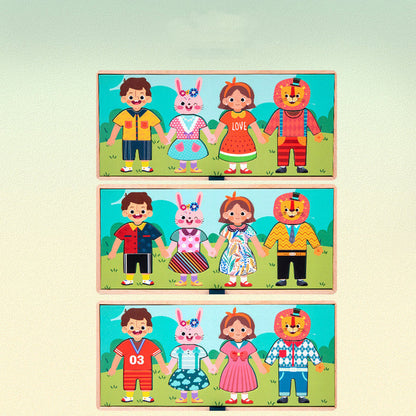 Wooden Early Education Characters Drying Clothes And Dressing Up Jigsaw Puzzle Game 🇨🇳